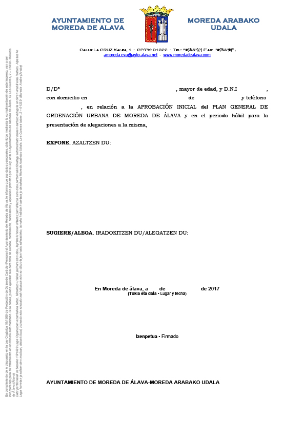 Documento alegación plan general de ordenación urbana