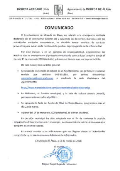 comunicado moreda